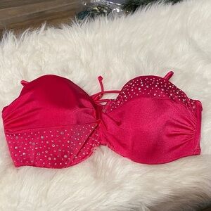 Victoria’s Secret pink rhinestone swim top, NWOT, size 36D